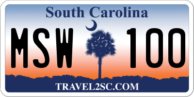 SC license plate MSW100