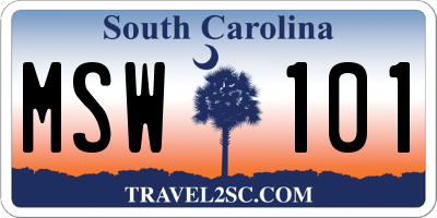 SC license plate MSW101