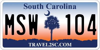 SC license plate MSW104