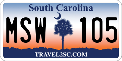 SC license plate MSW105