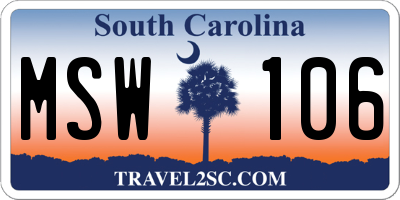 SC license plate MSW106