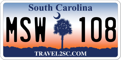 SC license plate MSW108