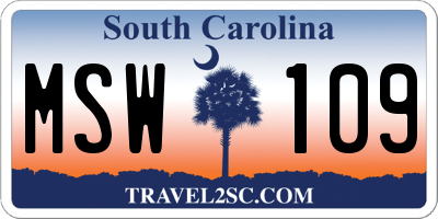 SC license plate MSW109