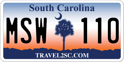 SC license plate MSW110