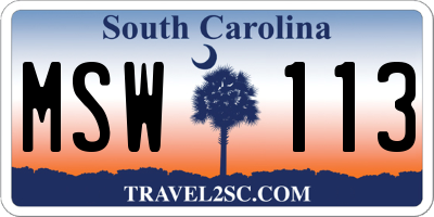 SC license plate MSW113