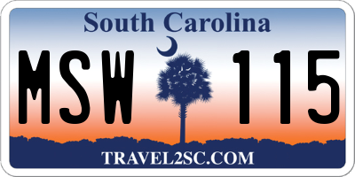 SC license plate MSW115