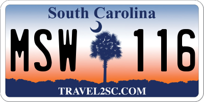 SC license plate MSW116