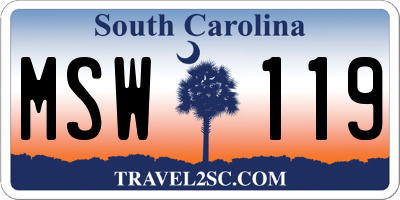 SC license plate MSW119