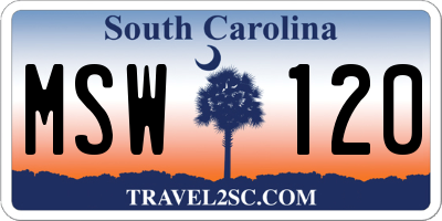 SC license plate MSW120
