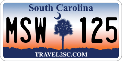 SC license plate MSW125