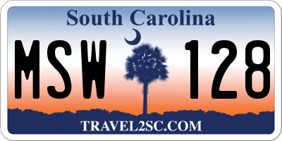 SC license plate MSW128