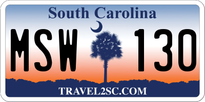SC license plate MSW130