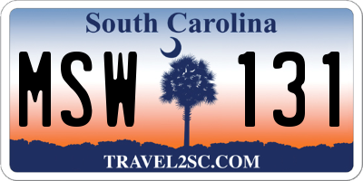 SC license plate MSW131