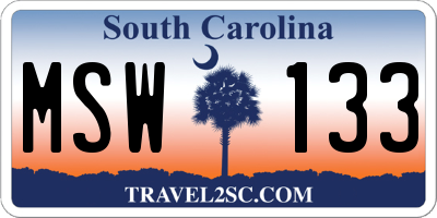 SC license plate MSW133