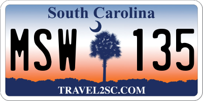 SC license plate MSW135