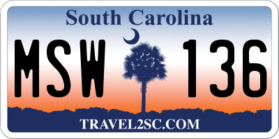 SC license plate MSW136