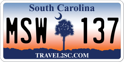 SC license plate MSW137
