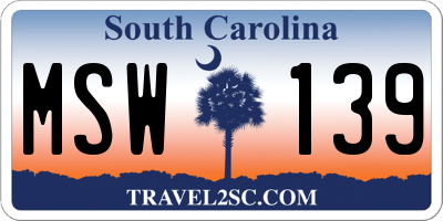 SC license plate MSW139
