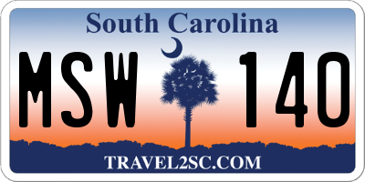SC license plate MSW140