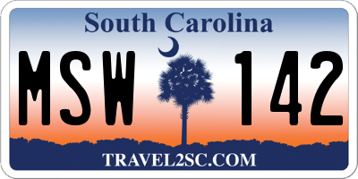 SC license plate MSW142
