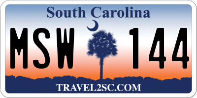 SC license plate MSW144