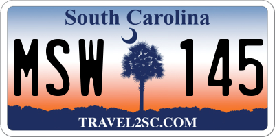 SC license plate MSW145