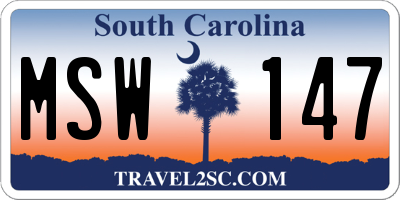 SC license plate MSW147