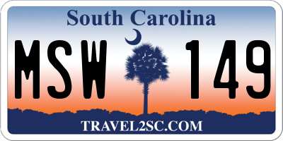 SC license plate MSW149