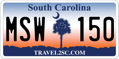 SC license plate MSW150