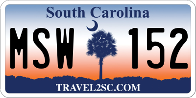 SC license plate MSW152