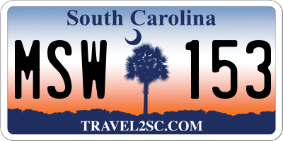 SC license plate MSW153
