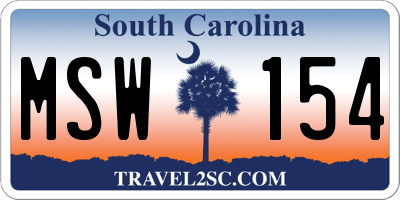 SC license plate MSW154