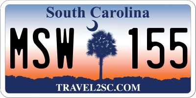 SC license plate MSW155