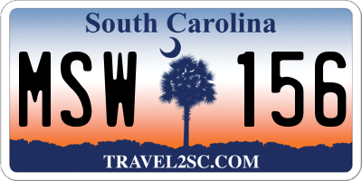 SC license plate MSW156