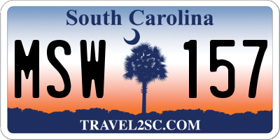 SC license plate MSW157