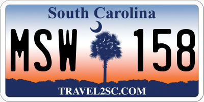 SC license plate MSW158