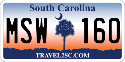 SC license plate MSW160
