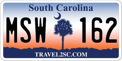 SC license plate MSW162