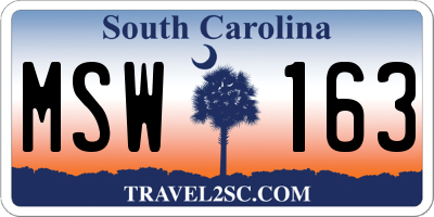 SC license plate MSW163
