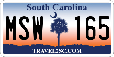 SC license plate MSW165