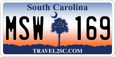 SC license plate MSW169