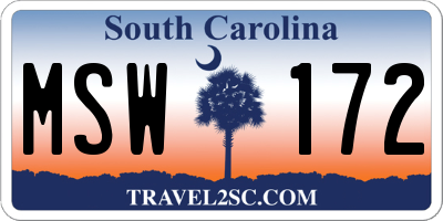 SC license plate MSW172