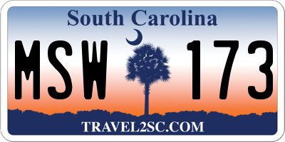 SC license plate MSW173