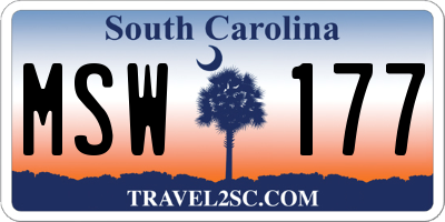 SC license plate MSW177