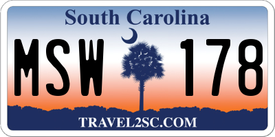 SC license plate MSW178