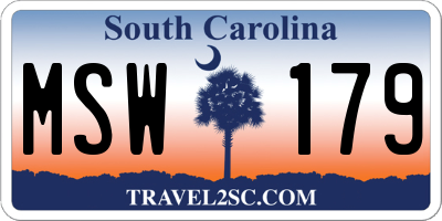 SC license plate MSW179