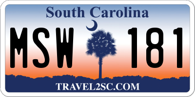 SC license plate MSW181