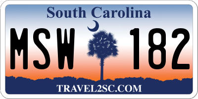 SC license plate MSW182