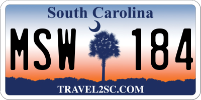 SC license plate MSW184