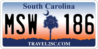 SC license plate MSW186